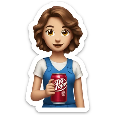 Drinking dr pepper Brown hair girl blue eyes sticker