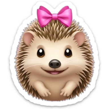 hedgehog with a pink bow sticker