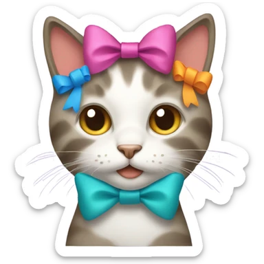 cat wearing two bows in their hair  sticker