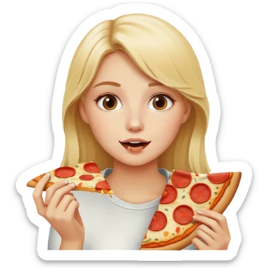 Blonde girl eating pizza  sticker