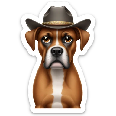 boxer dog with cowboy hat sticker