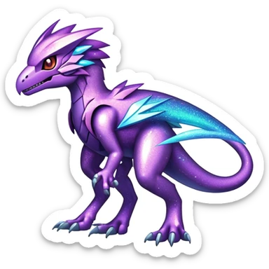 Shiny Sparkly Glittery Nebula Futuristic Fakemon-Pokemon-Digimon-Spectrobes-Raptor-fusion, full body sticker