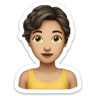 a girl with short dark brown hair and brown eyes sticker
