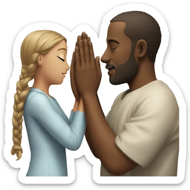 half body of guy behind praying girl sticker