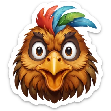 A retarded looking chicken head sticker