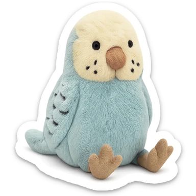 cute sky blue budgie jellycat plushie sticker
