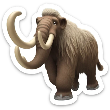 Skiing wooly mammoth sticker