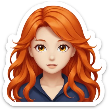 beautiful gorgeous anime lady with beautiful fiery sticker