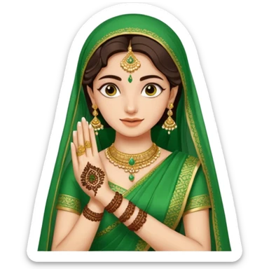 bride in mehendi Ceremony in green saree sticker