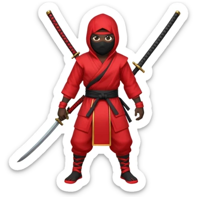 black skin ninja red clothes no weapon full body sticker