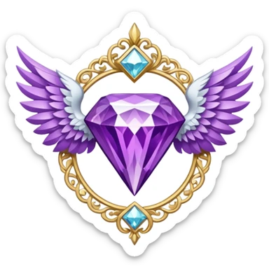 diamond emblem with white wings and purple diamond in the middle sticker