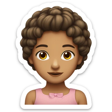 niña morena con el pelo castaño corto alegre y ojos pequeños sticker