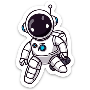 cute robot cleaning up poop sticker