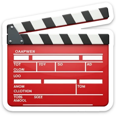 red clapperboard used in filmmaking, cute and stylish design sticker