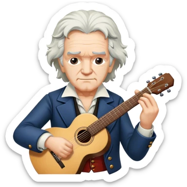 Older white haired Beethoven with guitar sticker