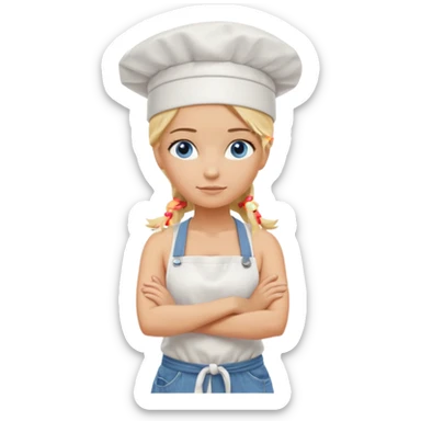 Sexy Full body  pretty
Long Blonde hair blue eyed female chef arms folded wearing tank top and denim shorts and chef hat arms folded sticker