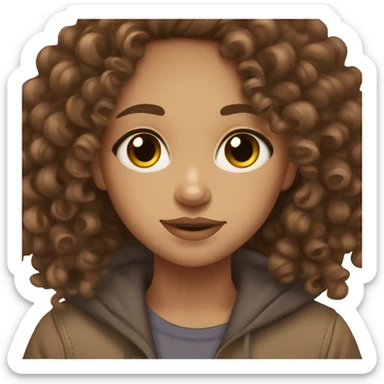 Lightskin, brown hair, curly hair, brown eyes, girl, cute sticker