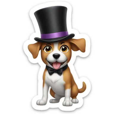 Dog dancing with a top hat  sticker
