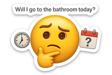 emoji stile iphone che riguarda l'argomento "stipsi/andrò al bagno oggi?", iperrealistico 4k sticker