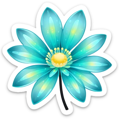 Pastel black and cyan iridescent transparent bio-luminescent flower with yellow sparkles  sticker