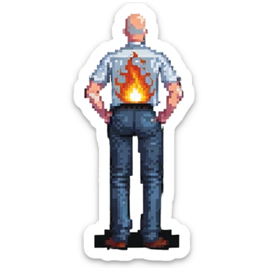 Jeff Bezos with his butt on fire sticker