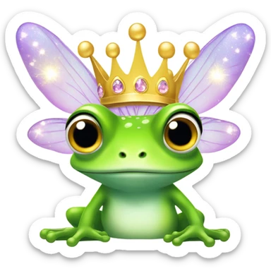 frog with fairy wings and princess crown sticker