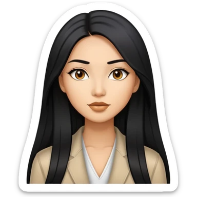 Stylish confident woman with Asian and Latina features, long straight black hair sticker