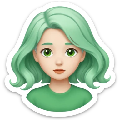 girl with white  green hair clip sticker