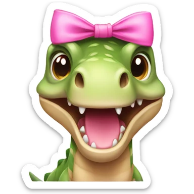 dinosaur with pink bow sticker