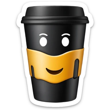 takeaway coffee cup black with black lit sticker