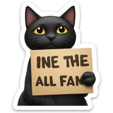 Black cat holding sign that says In the Clerb we all fam sticker
