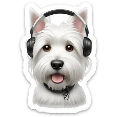 west highland white terrier with black headphone sticker