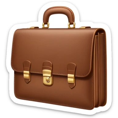  business briefcase slightly open with paper documents visible inside. sticker