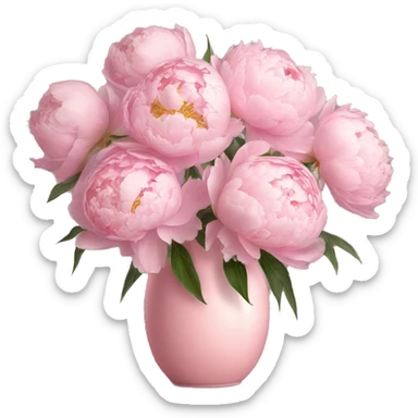 light pink peonies in light pink vase sticker