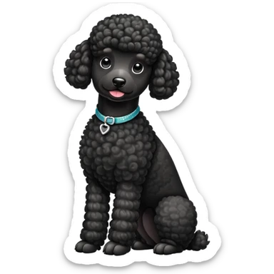 elegant black french poodle with curly fur sticker