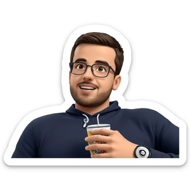 meme boy with cup indoors sticker