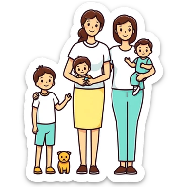 Mom with whole family sticker