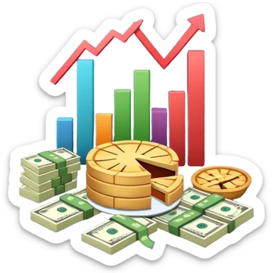 financial scenario with money and charts sticker