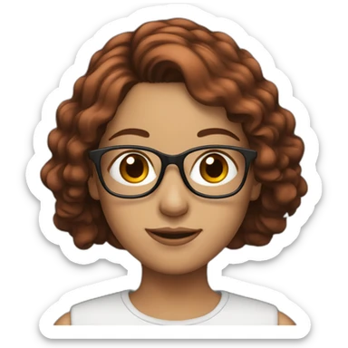 brunette girl with glasses and red tip hair sticker