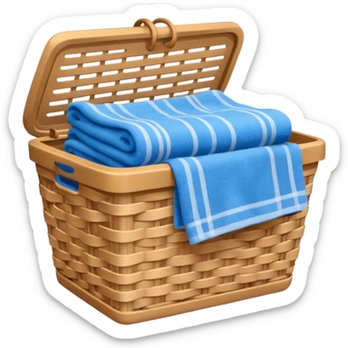 laundry basket with blue towels sticker
