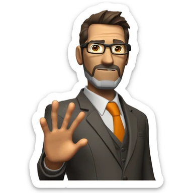 character of the game half life Gordon Freeman in his suit raises his hand and says hello sticker