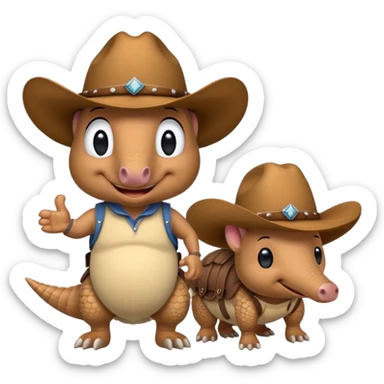 armadillos with cowboy hat team logo  sticker