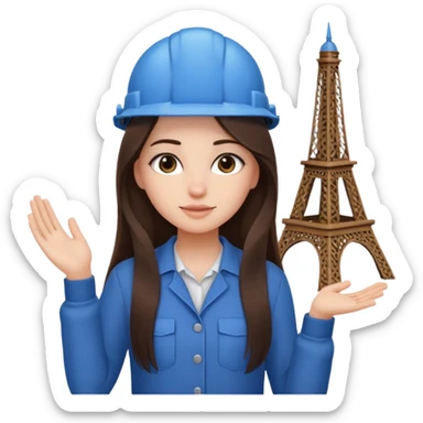 girl architect - brunette - 20 years old cute pose - long hair girl without eye glasses. pretty girl sticker