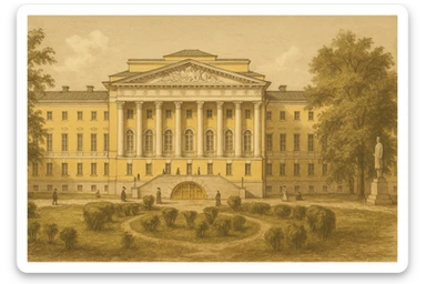 Казаковский корпус Московского Университета в 19 веке - рисованный стиль sticker
