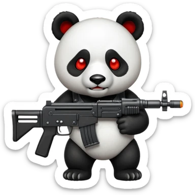 Angry panda with machine gun sticker