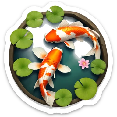 koi pond realistic  sticker