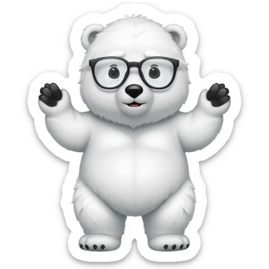 full body of polar bear wear glasses sticker