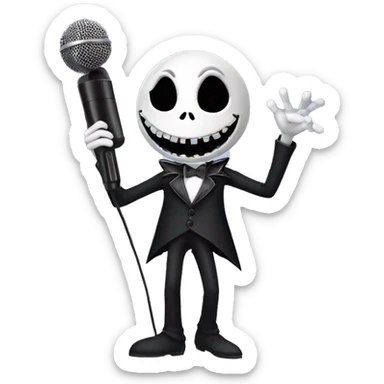 jack skellington singing with microphone  sticker