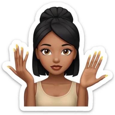 face girl with nails and cute make up black girl strait hair sticker