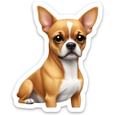 A chihuahua next to a boxer sticker